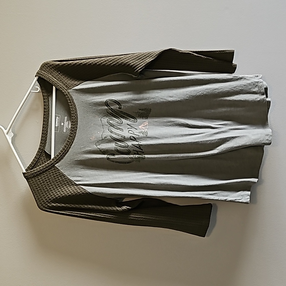 Sonoma 3/4 Length Sleeve Camp Happy Tee Size M